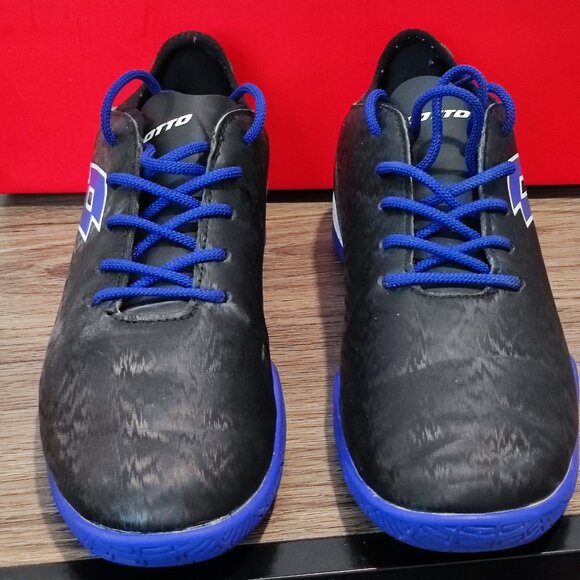 Lotto Swift Speed indoor soccer / sport shoes black with blue sole unisex size 4 - Picture 4 of 10